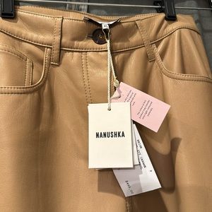 Nanushka Leather Pants, NWT, Carmel color, size XS